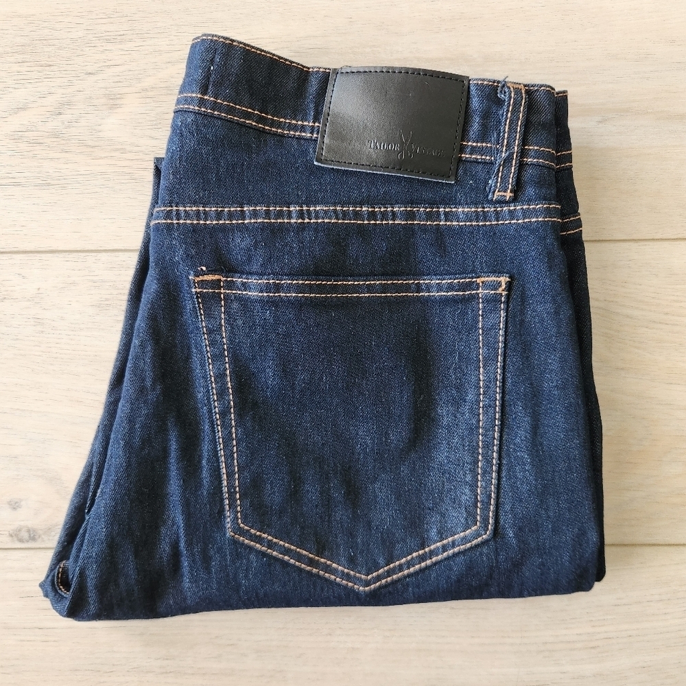 Tailor Vintage Canaan Slim Fit Jeans Mens Size 36x32 Dark Wash Denim - Picture 1 of 7